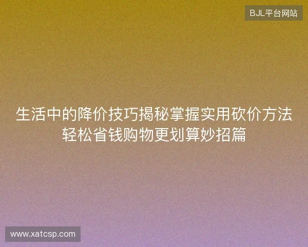 生活中的降价技巧揭秘掌握实用砍价方法轻松省钱购物更划算妙招篇